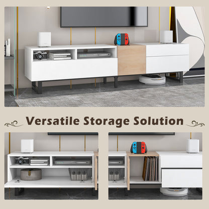 Modern TV Stand for 80'' TV with Double Storage Space Media Console Table Entertainment Center with Drop Down Door