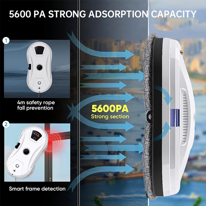 5600Pa Smart Window Cleaning Robot, Ultra-Thin Auto Glass Cleaner with Remote for Home & Office