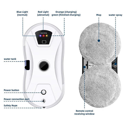 5600Pa Smart Window Cleaning Robot, Ultra-Thin Auto Glass Cleaner with Remote for Home & Office