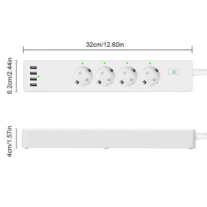 Wifi Smart Power Strip 4 EU Outlets Plug with 4 USBCharging Port Timing App Voice Control Work with Alexa Google Home Assistant