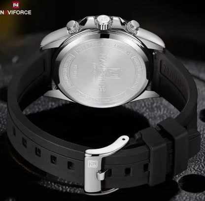 NAVIFORCE NF8054 Original Watches For Men Silicone Band Casual Sport Chronograph Luminous Wristwatch