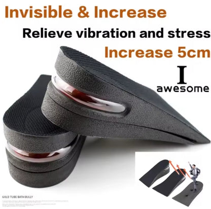 Increase 5cm New Height Increase Insole Adjustable 2-Layer Air Cushion Invisible Pads Soles Insoles Inserts For Shoes Men/Women
